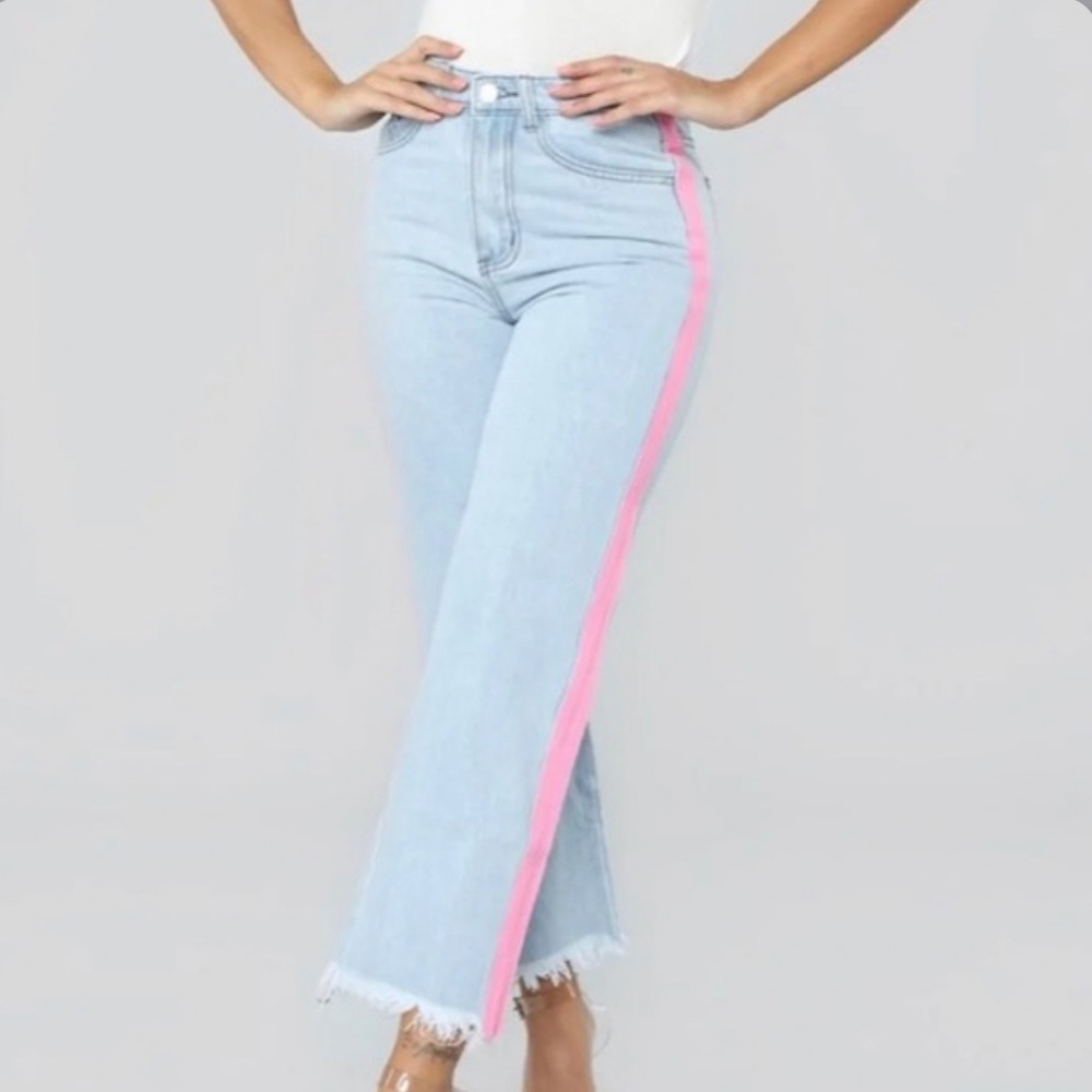 MOMOKROM Pink stripe cropped Jean 💞 Barbie core fun!